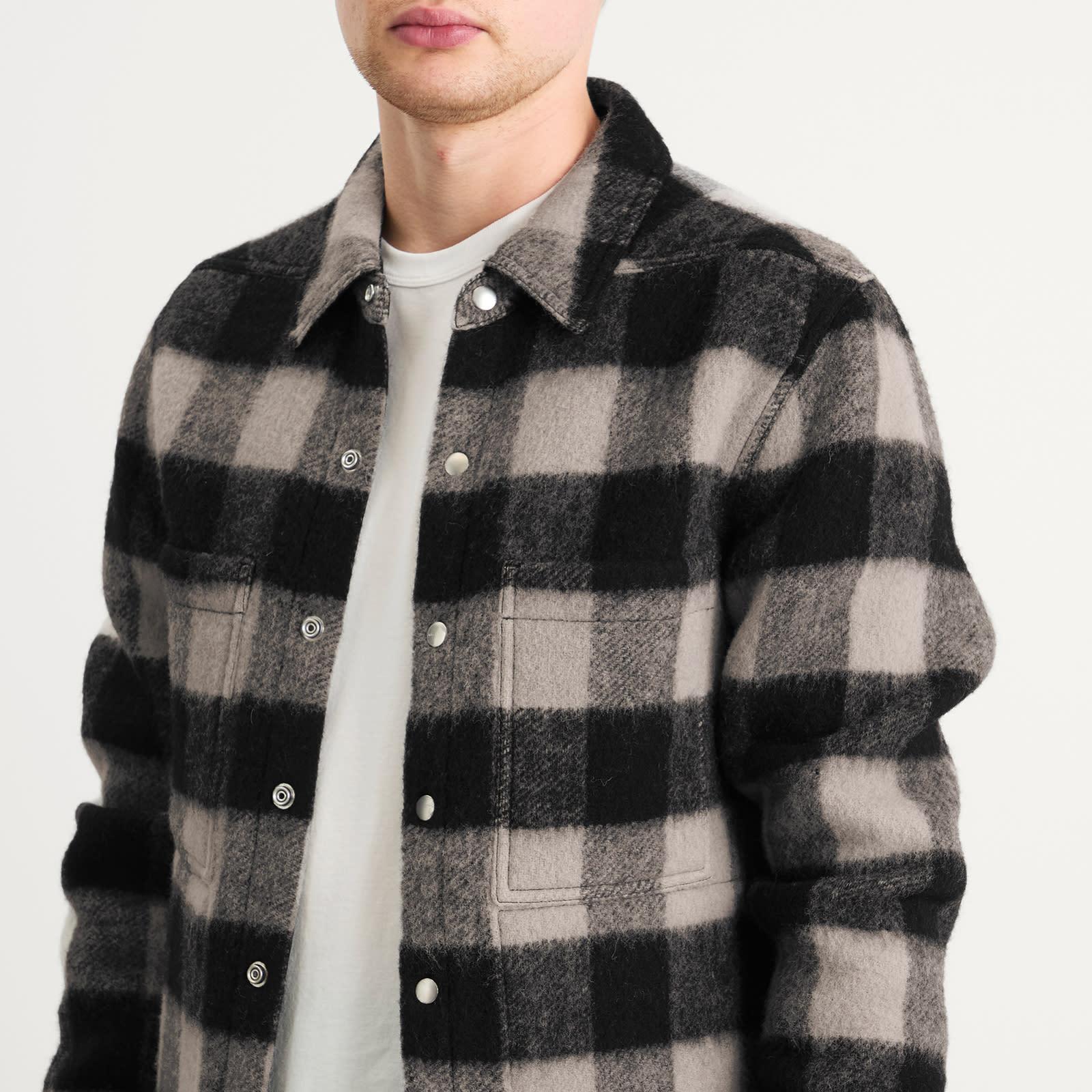 Rick Owens Plaid Wool Outershirt in Black for Men | Lyst