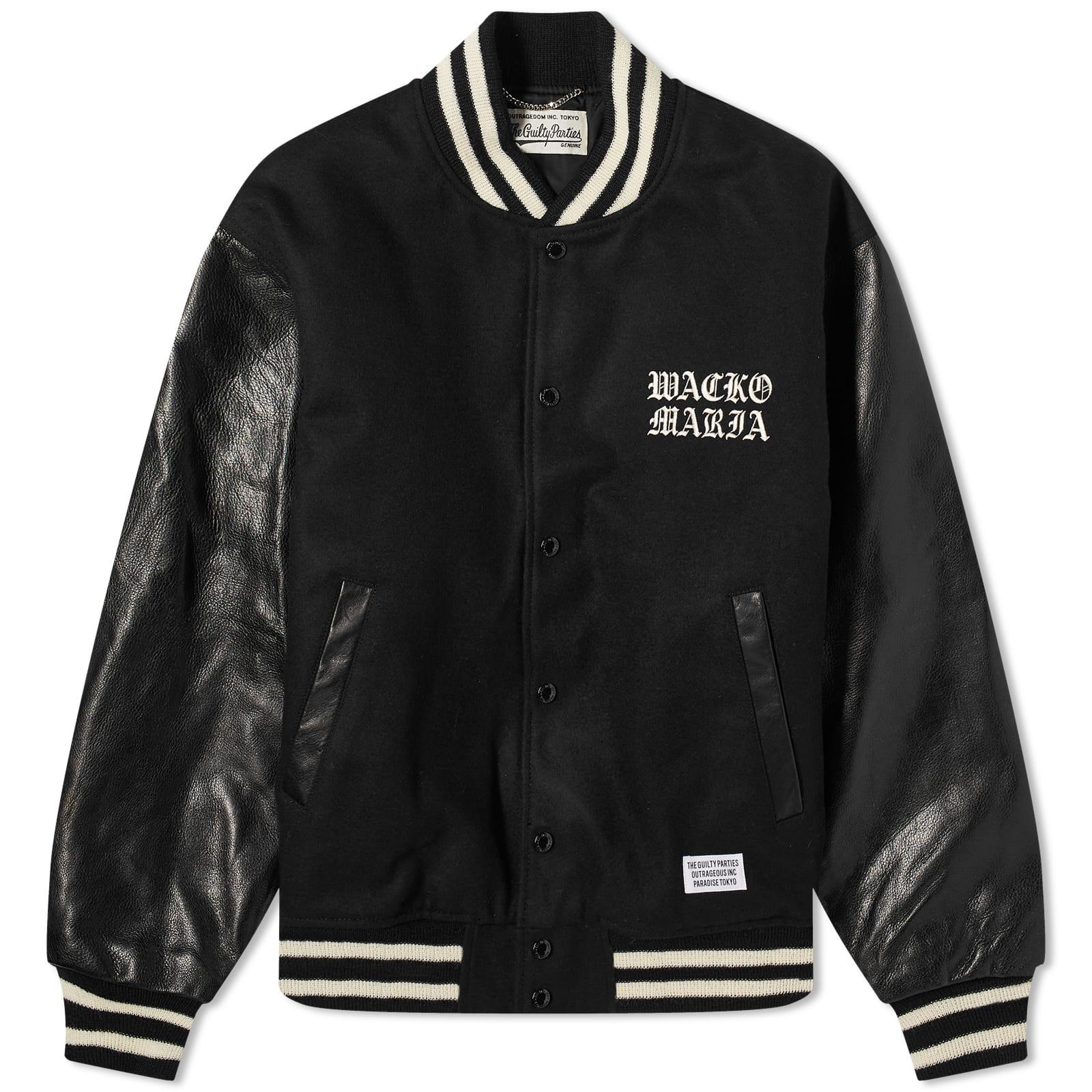 Wacko Maria Leather Varsity Jacket in Black for Men | Lyst Wacko Maria Leather Varsity Jacket in Black for Men | Lyst