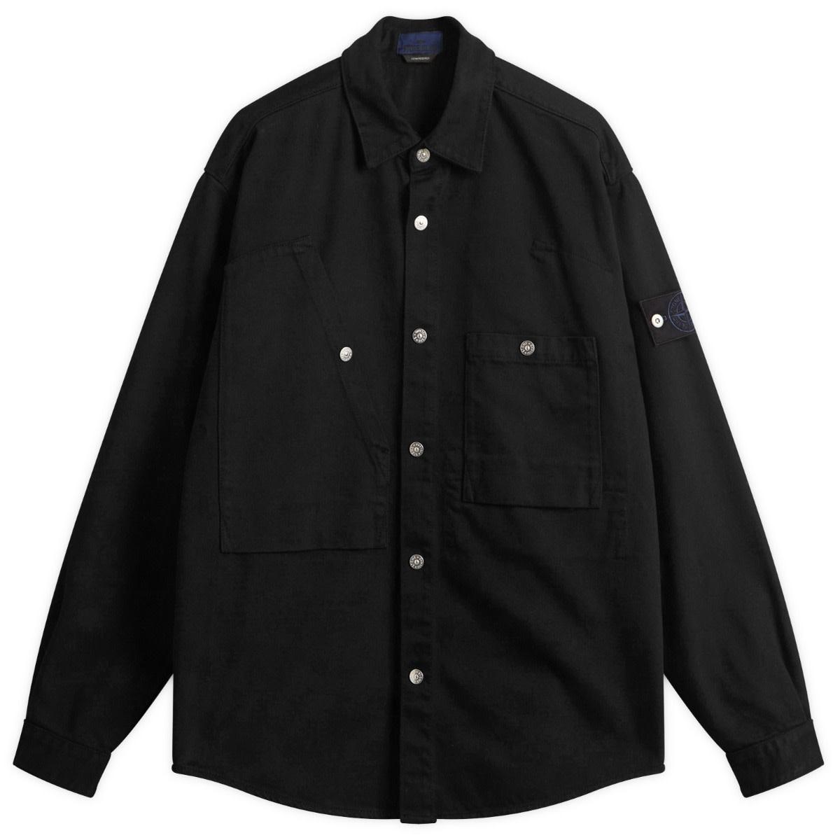 Stone Island Bull Denim-Tc Overshirt in Black for Men | Lyst