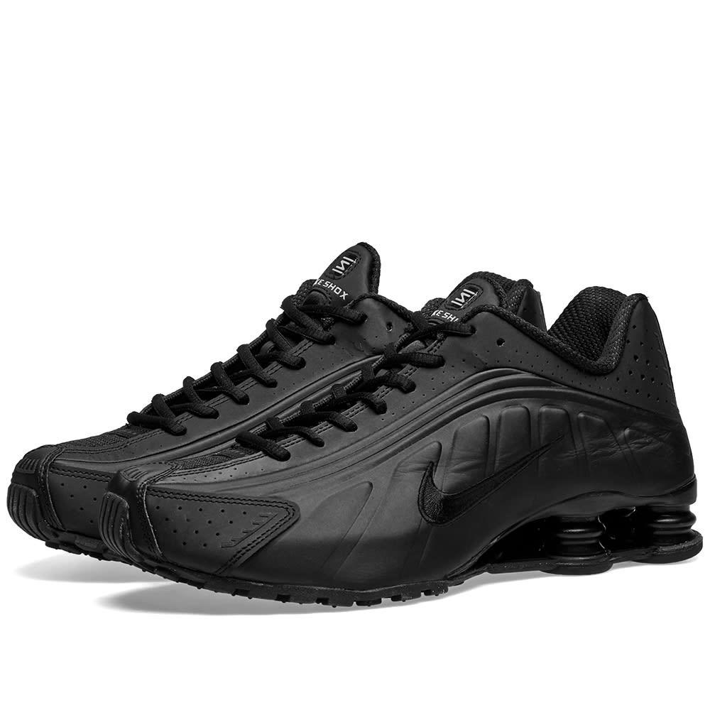 nike black shox r4 sneakers