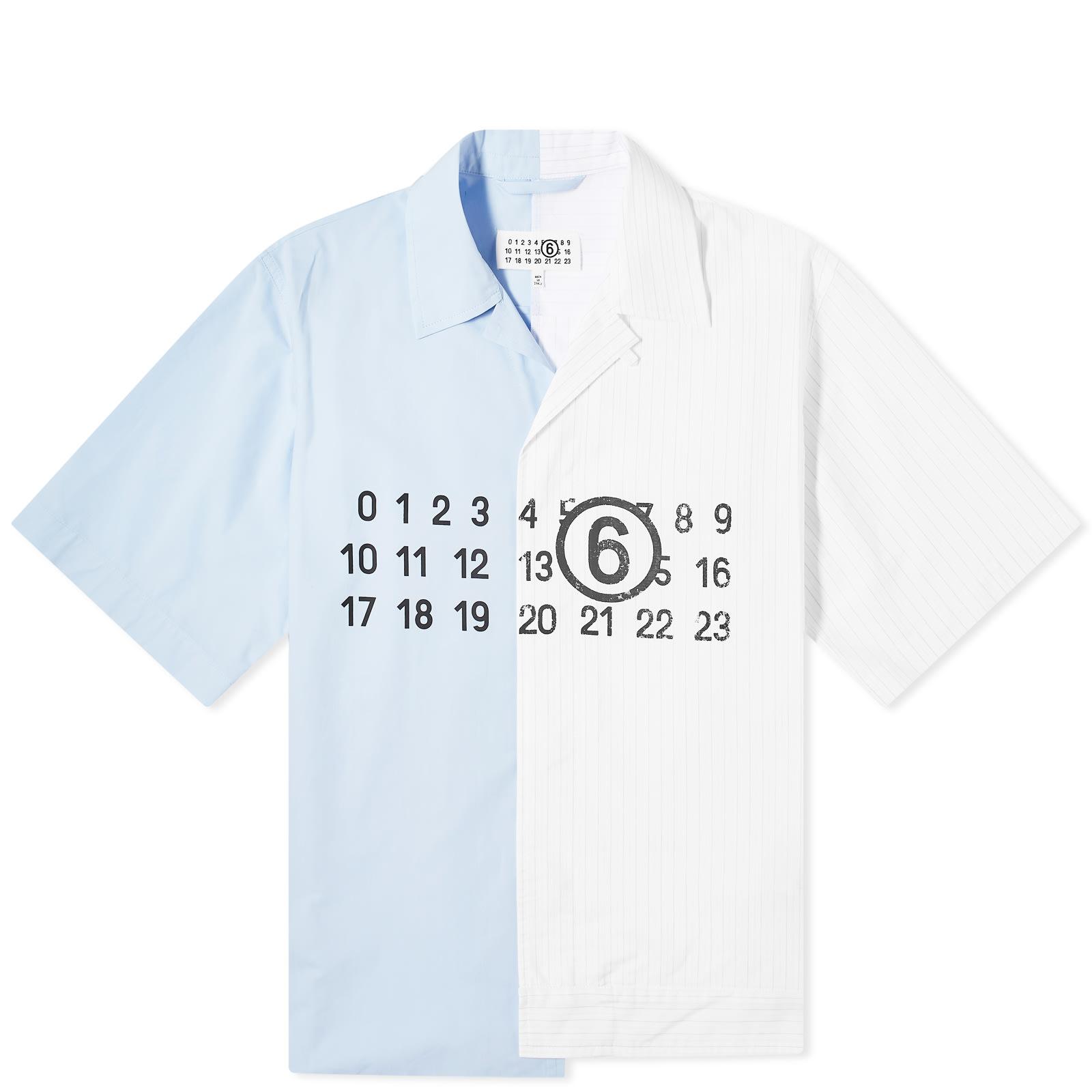 MM6 by Maison Margiela Logo Hybrid Short Sleeve Shirt in Blue for