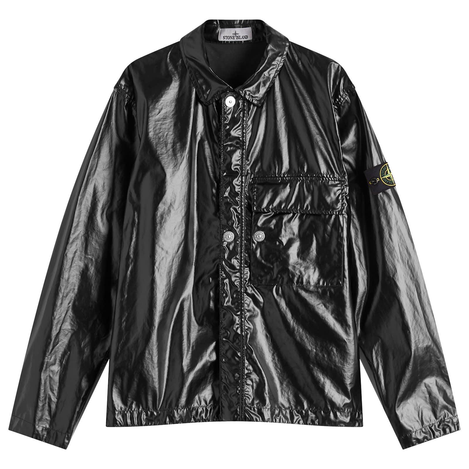 Stone Island Mussola Gommata-Tc Shirt Jacket in Black for Men | Lyst