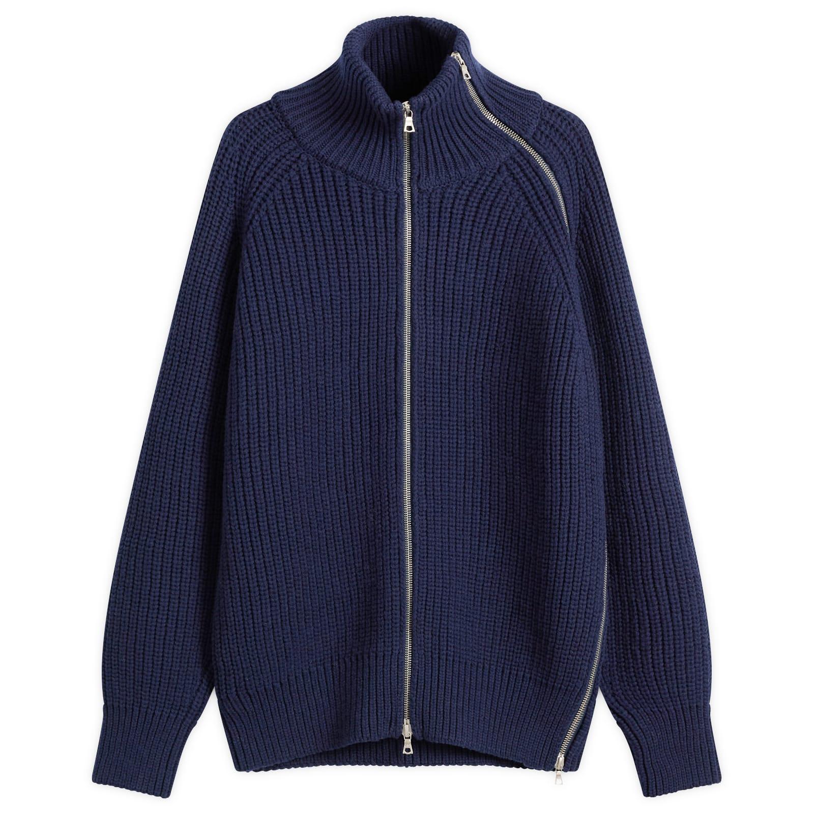 Dries Van Noten Double Zip Wool Ribbed Jumper in Blue for Men
