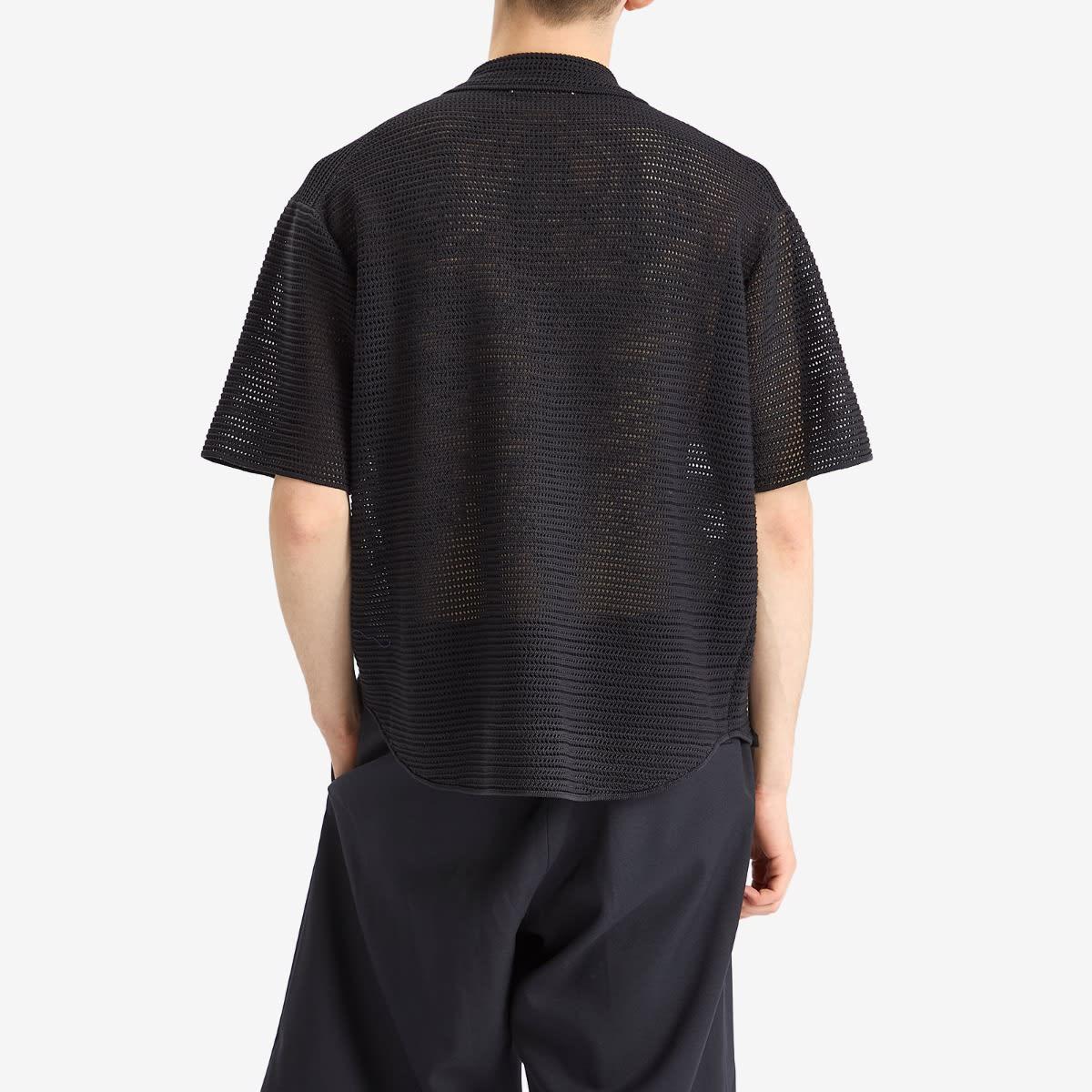 【AURALEE】Cotton knit Short Sleeve Auralee Cotton Mesh Knit Half Sleeved Shirt Dark Navy | HAVEN