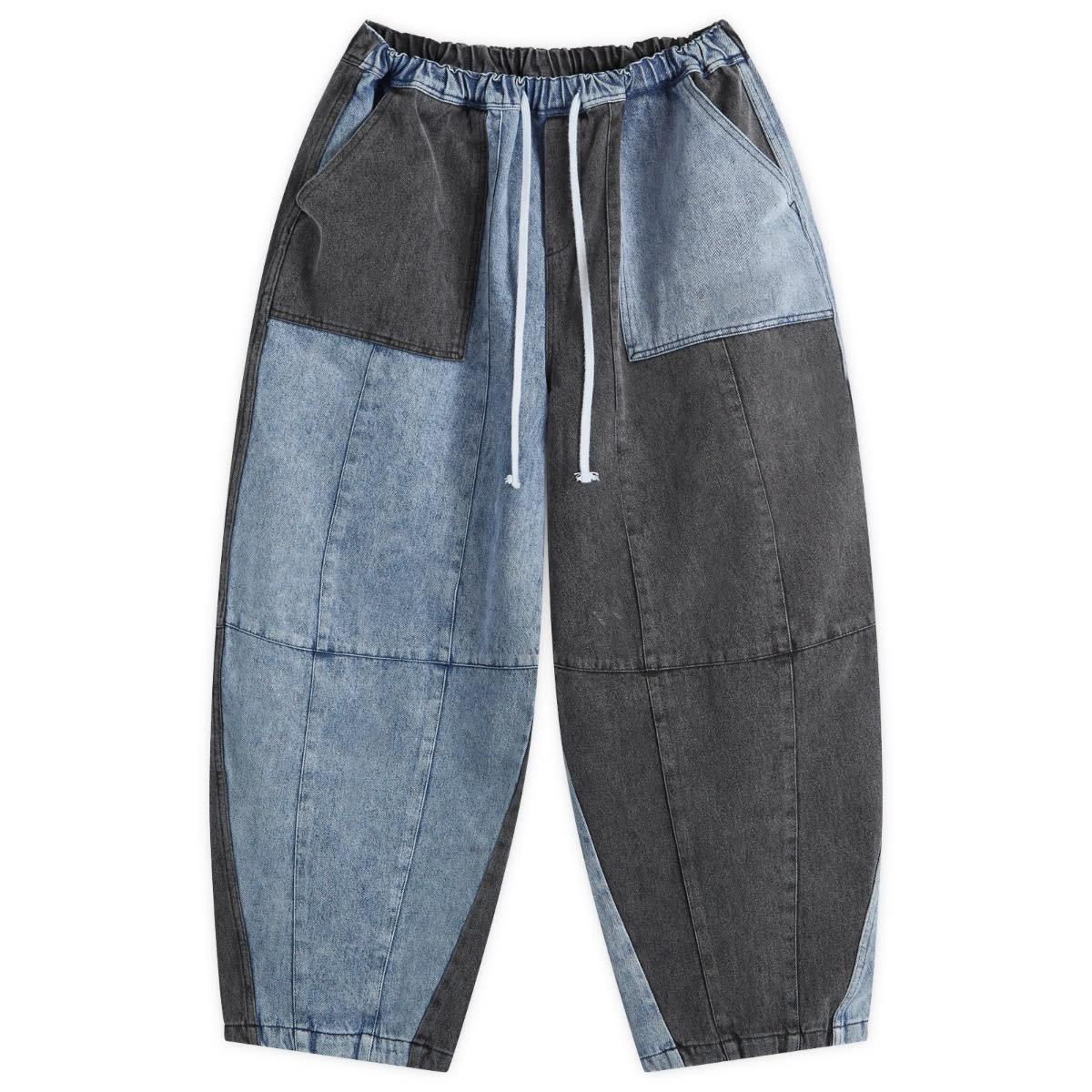 【ANGLAN】Mixed Color Block Cargo Balloon Pants ANGLAN Denim Mix Fatigue Balloon Pants in Blue for Men | Lyst UK