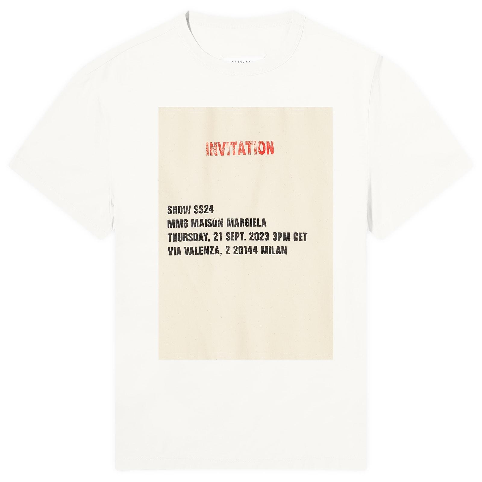 MM6 by Maison Margiela Show Invitation Logo T-Shirt in White for