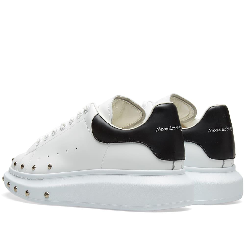 Alexander McQueen Leather Front Stud Wedge Sole Sneaker in White Black  (White) for Men - Lyst
