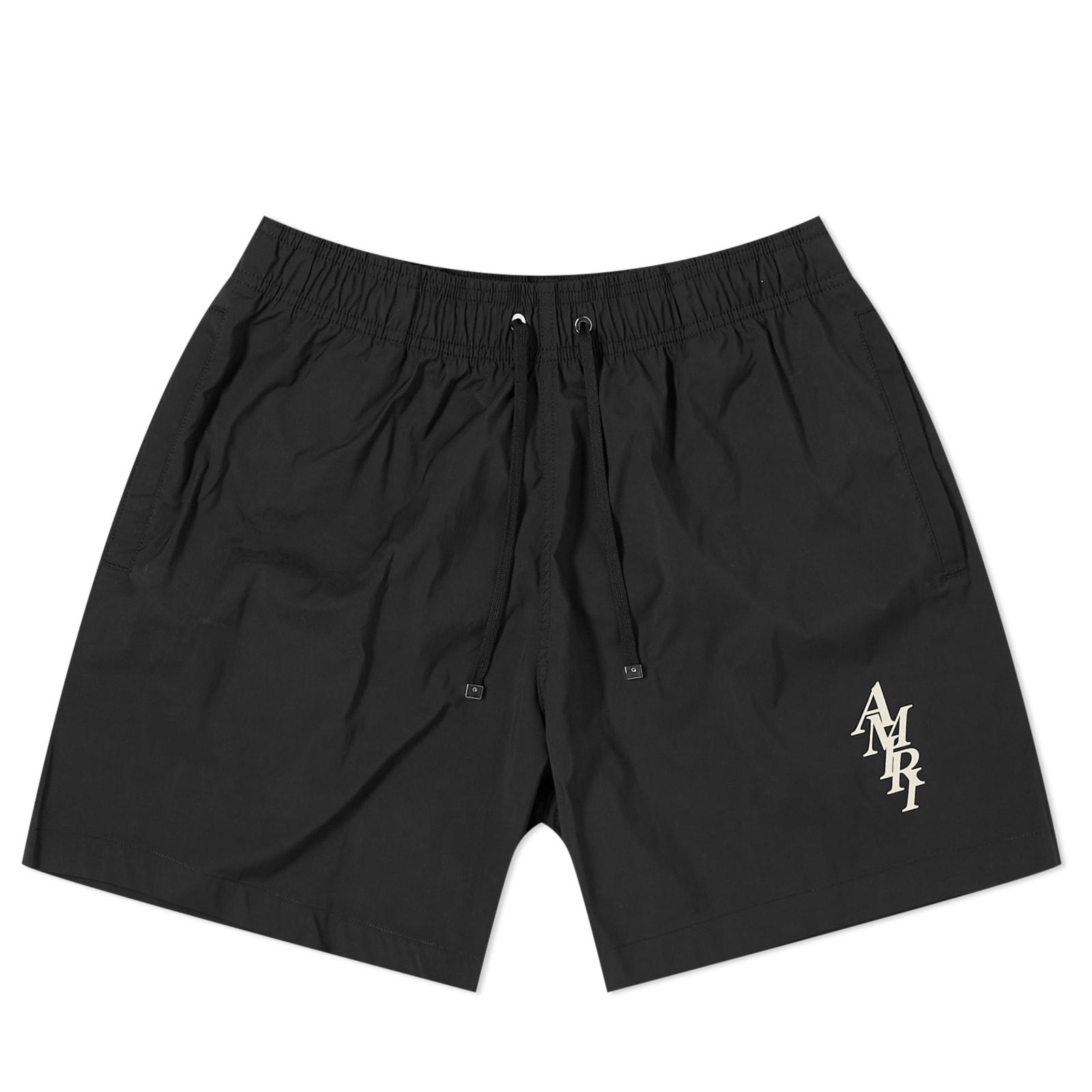 Amiri Stack Logo Swim Shorts in Black for Men | Lyst