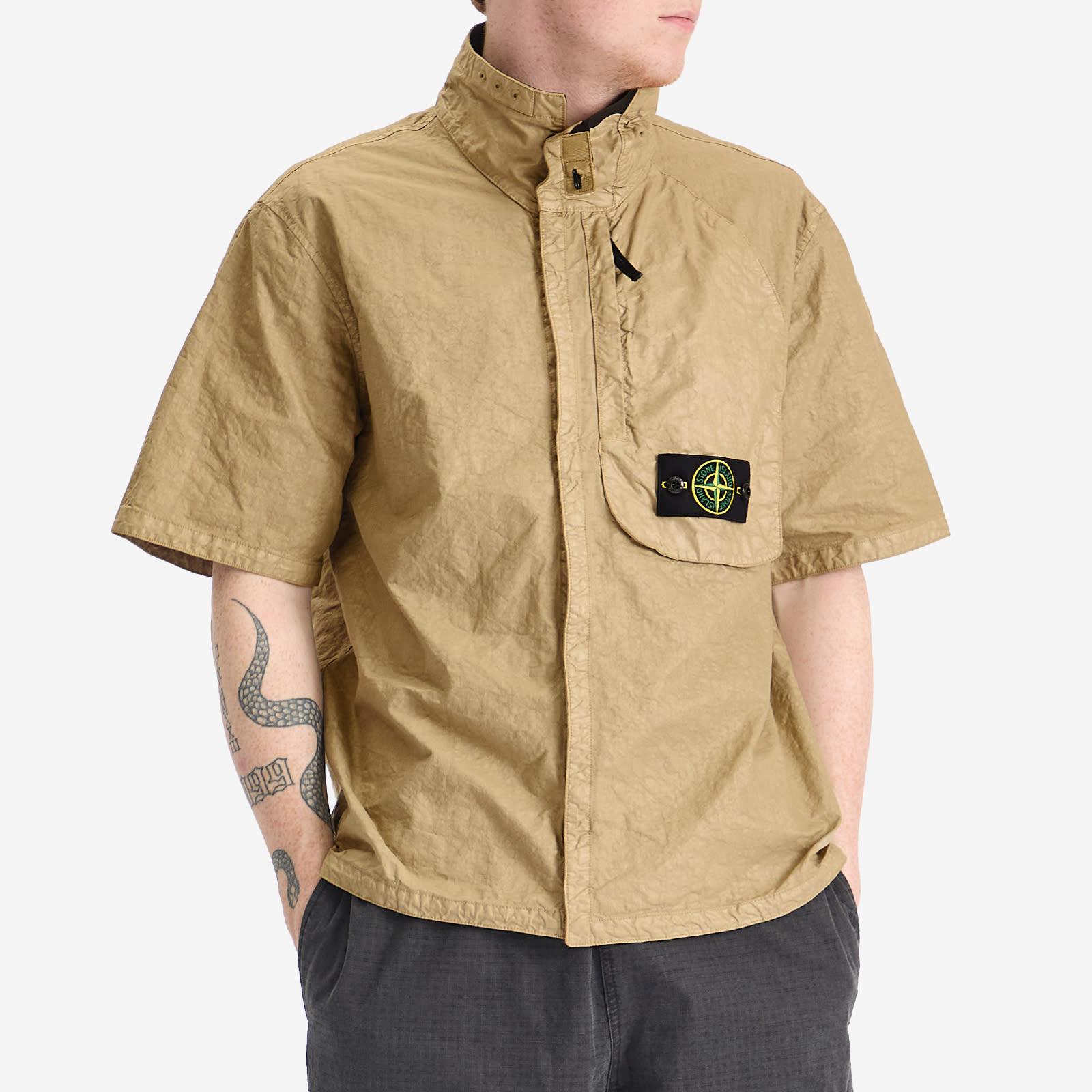 Stone Island Organic Nylon Panama-Tc Short Sleeve Shirt in Natural