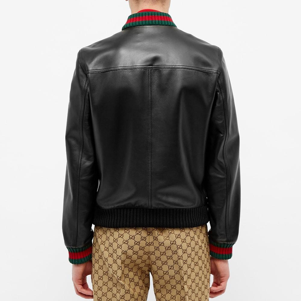 Gucci Grg Taped Leather Bomber Jacket in Black for Men - Lyst