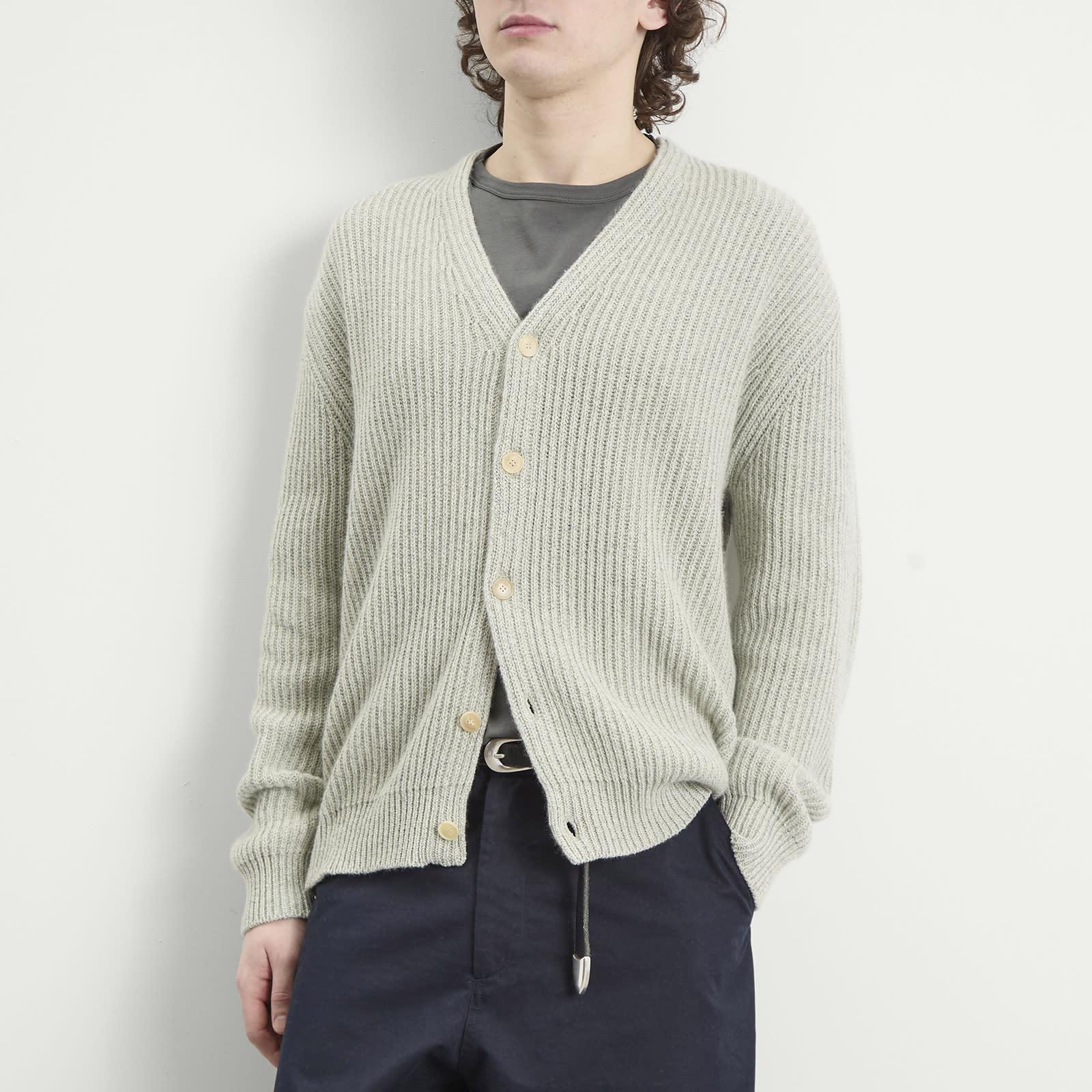 AURALEE Cashmere Silk Melange Knit Cardigan in Green for Men