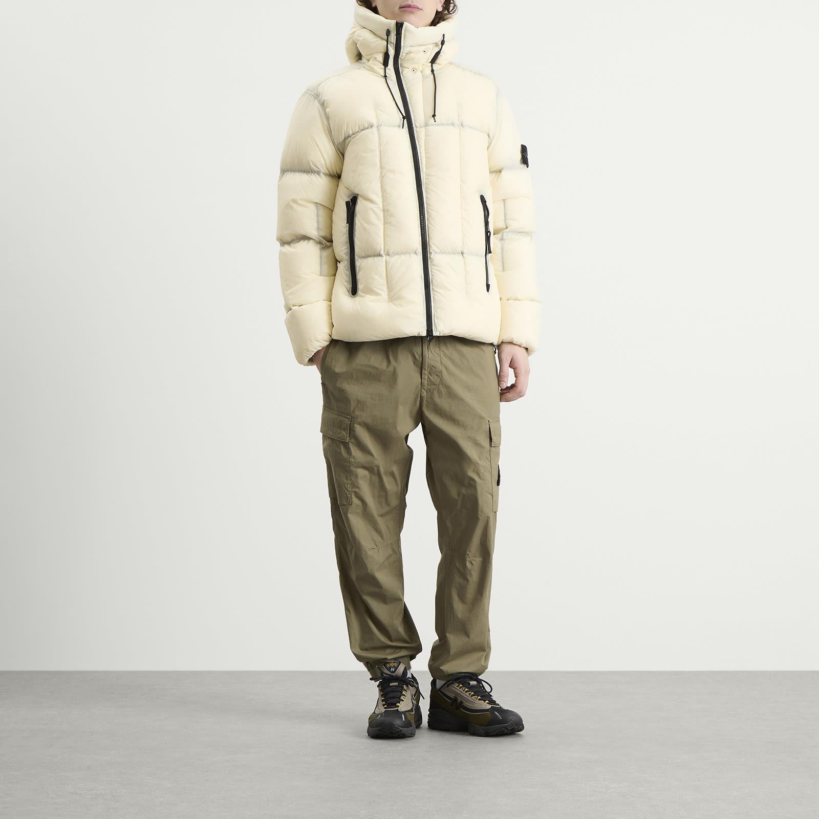 Stone Island Seam Faded Light Nylon Tela Down Jacket in Natural