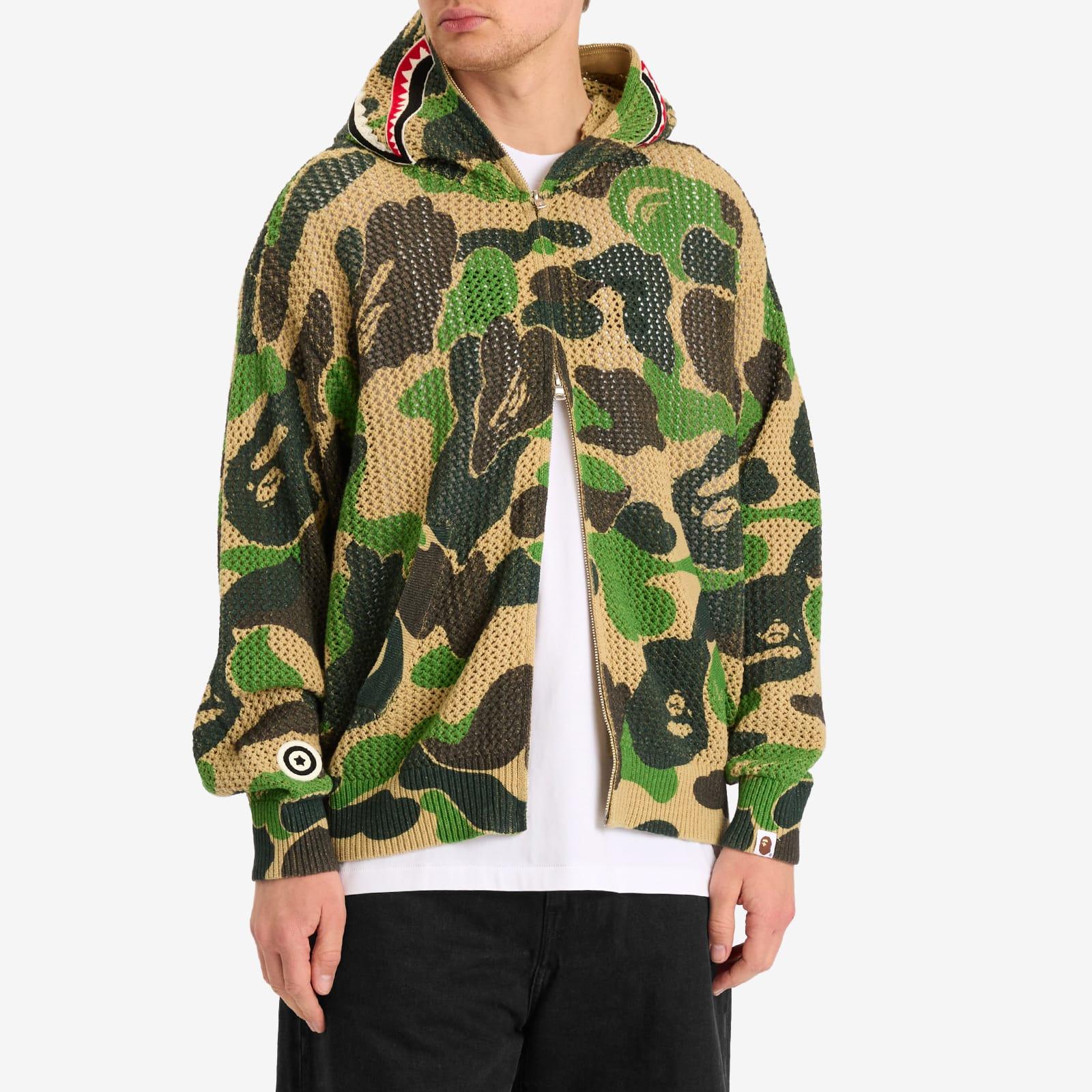 A Bathing Ape Abc Camo Crochet Relaxed Fit Shark Zip Hoodie in