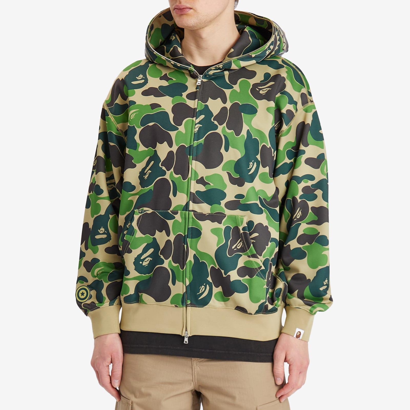 A Bathing Ape Abc Camo Rayon Shark Full Zip Hoodie in Green for