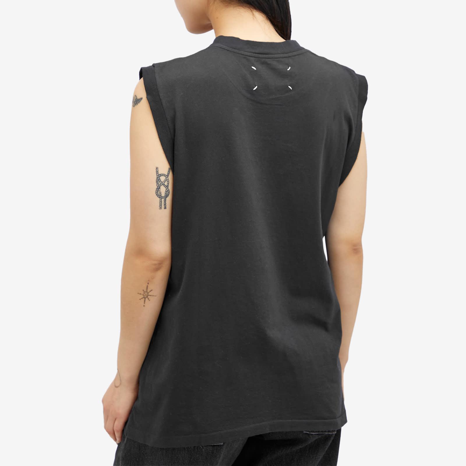 Tシャツ・カットソー MAISON MARGIELA Black Cotton Blend Tank Top Maison Margiela Printed Tank Top | Black | FARFETCH