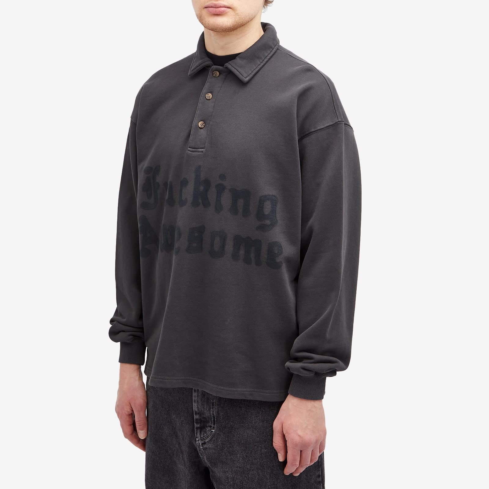 【FUCKING AWESOME】24fw BLACKLETTER RUGBY スウェットシャツ Fucking Awesome Men's Blackletter Rugby Shirt in Dark Grey