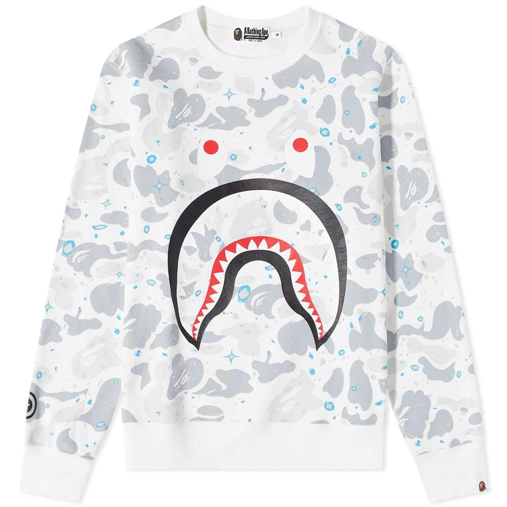 A Bathing Ape Space Camo Shark Crew Knit in White for Men | Lyst Canada