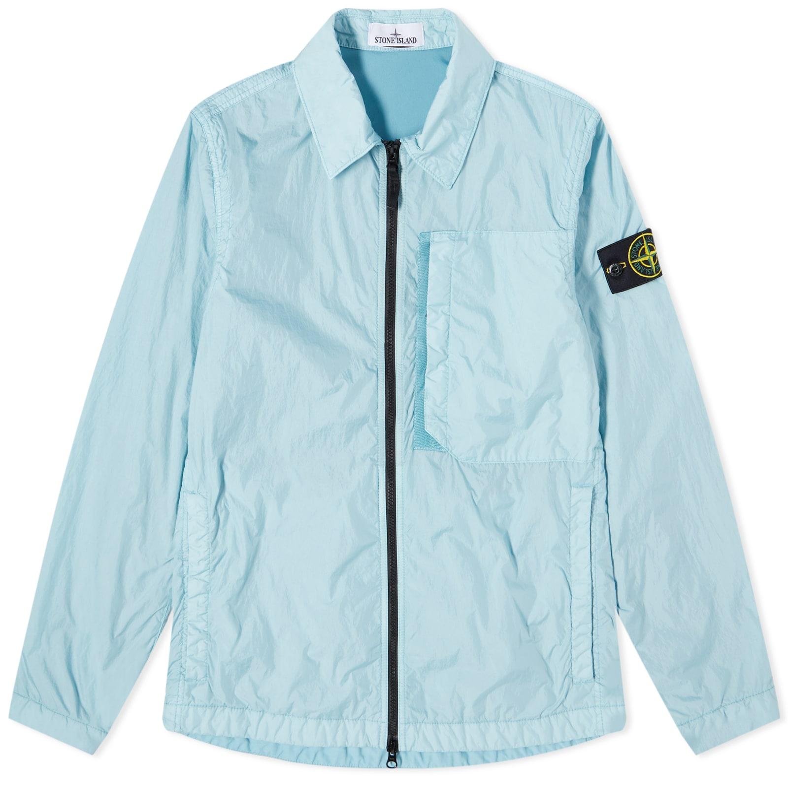 Stone Island Crinkle Reps Zip Overshirt in Blue for Men Lyst