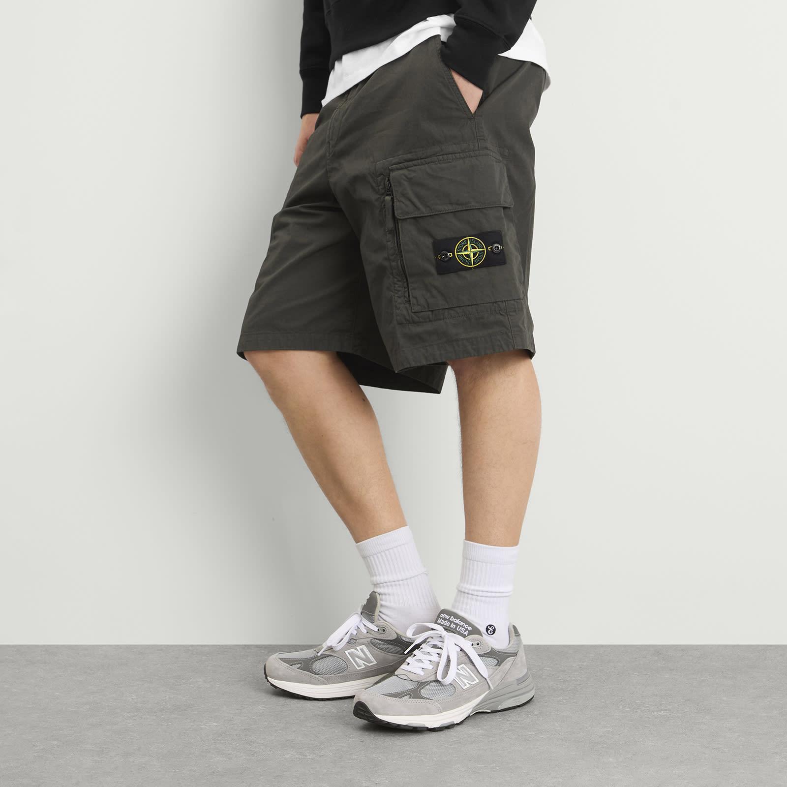 Stone Island Canvas Weave Cotton Cargo Shorts in Black for Men