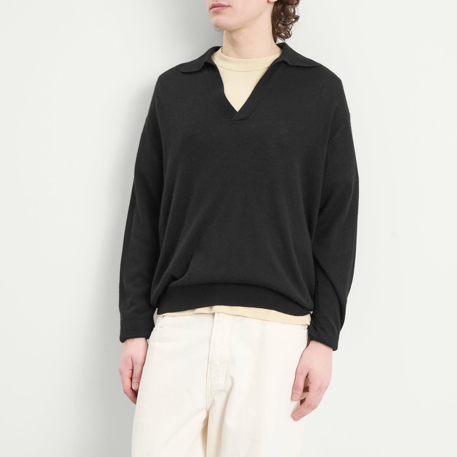 AURALEE Cashmere Silk Knit Skipper Polo in Black for Men | Lyst