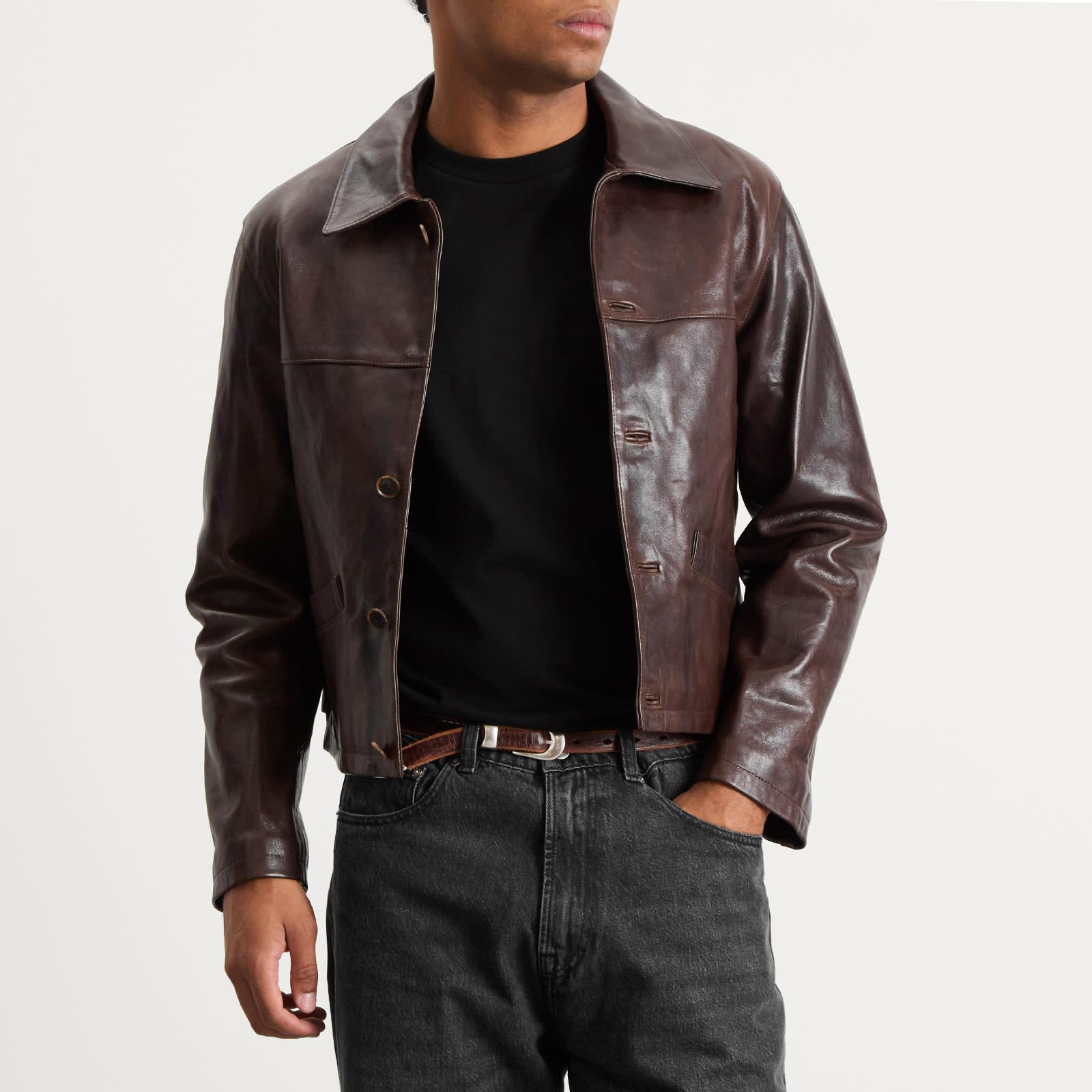 AURALEE Heavy Lamb Leather Blouson in Brown for Men | Lyst UK