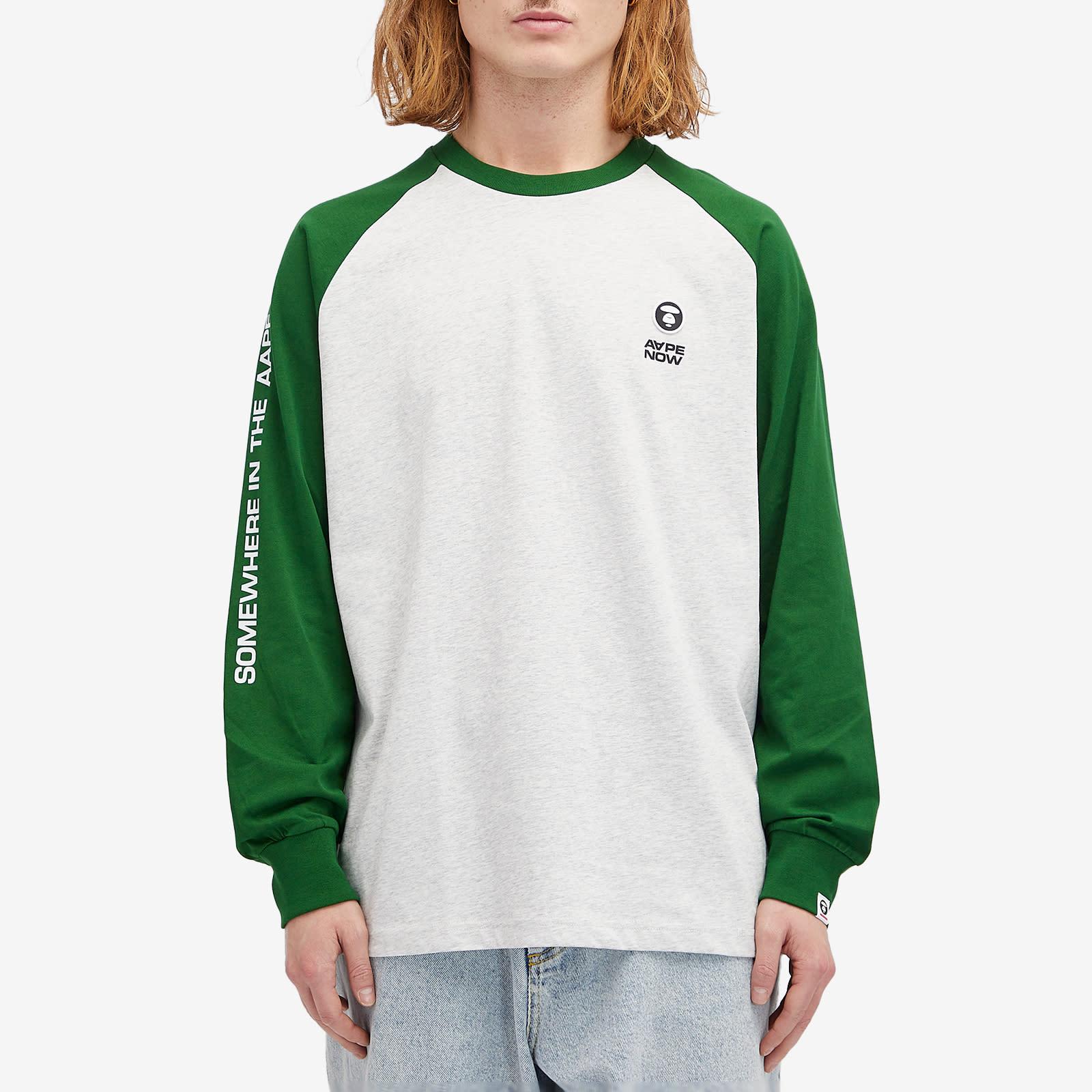 Aape By A Bathing Ape Aape Now Raglan Long Sleeve T-Shirt in Green