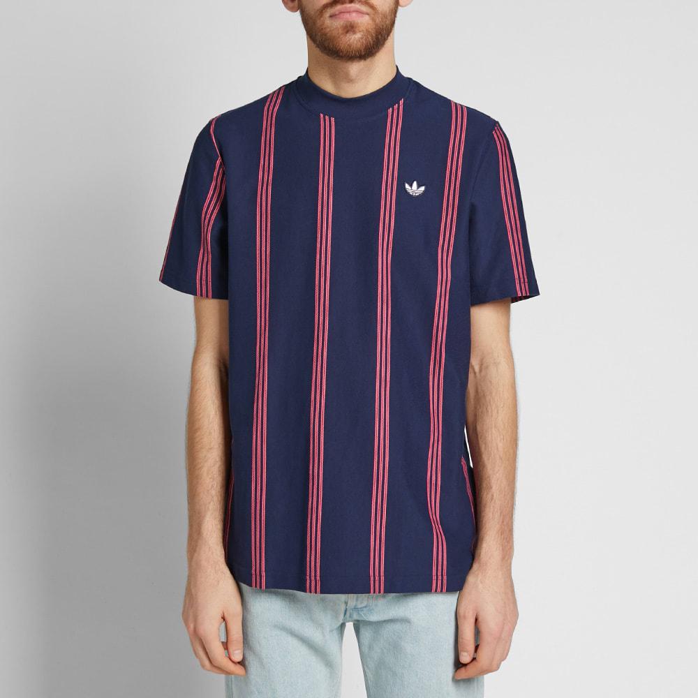 adidas Cotton Stand Collar Tee in Blue 