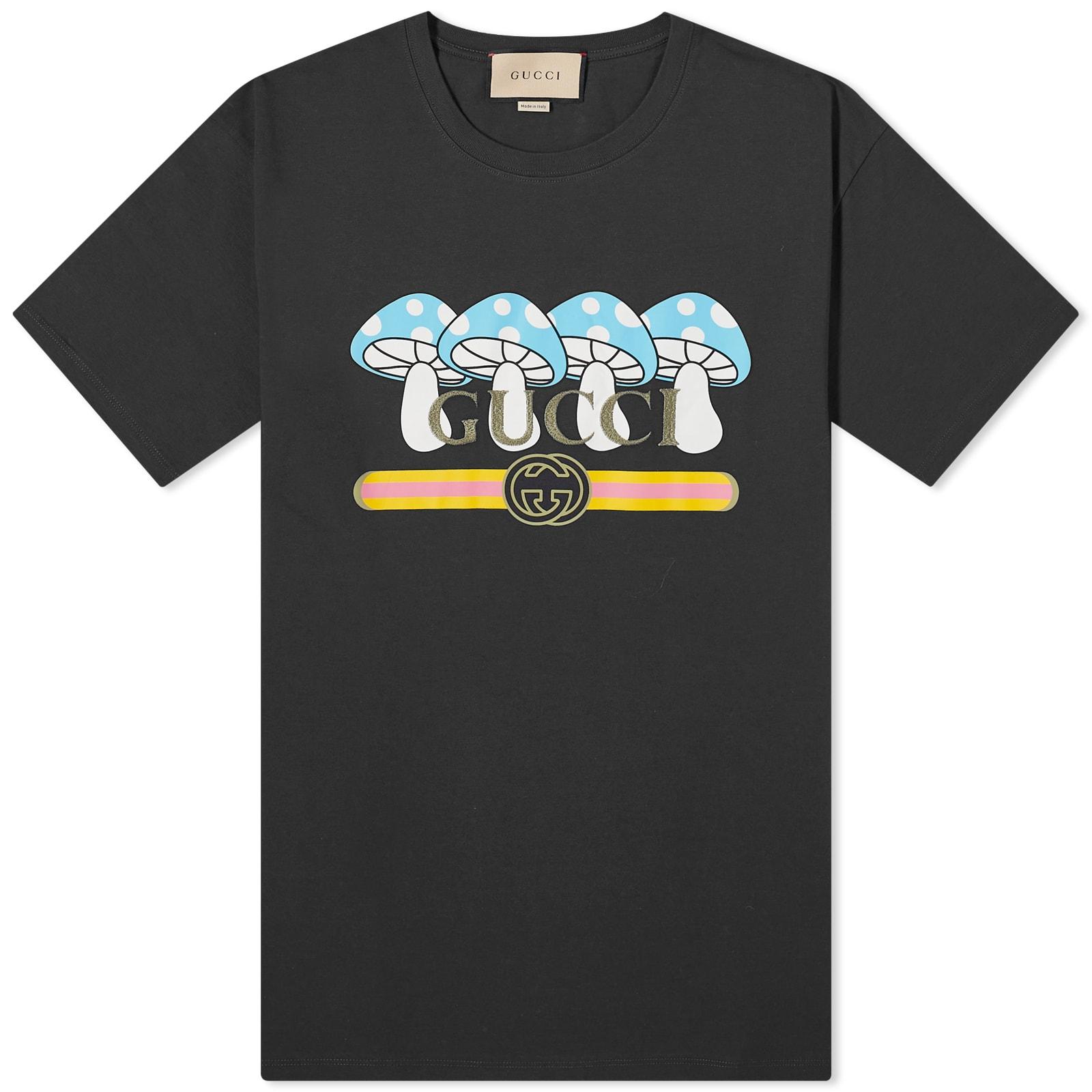 Gucci Mushroom Logo T-Shirt in Black for Men Lyst