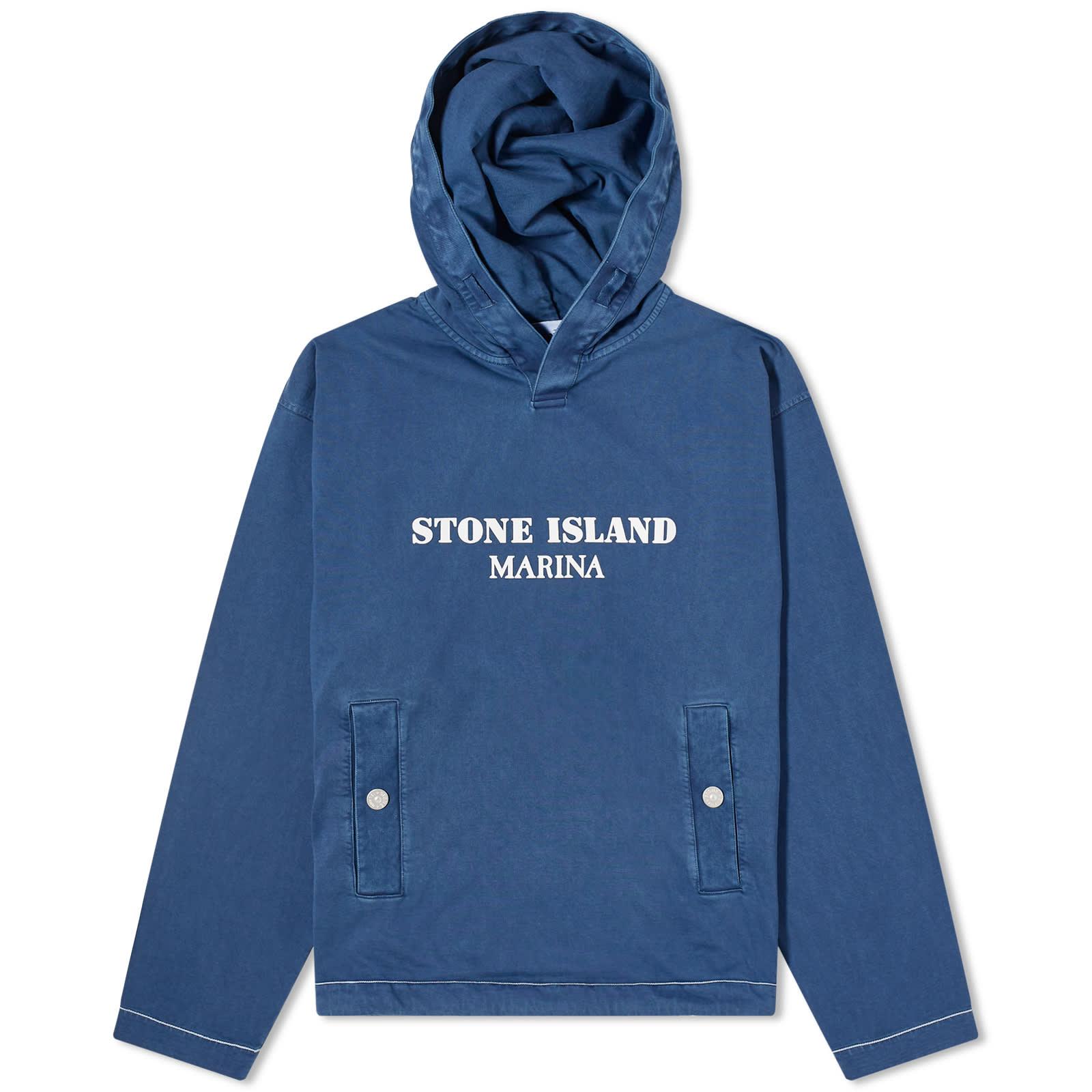 Blue marine stone island hoodie sale