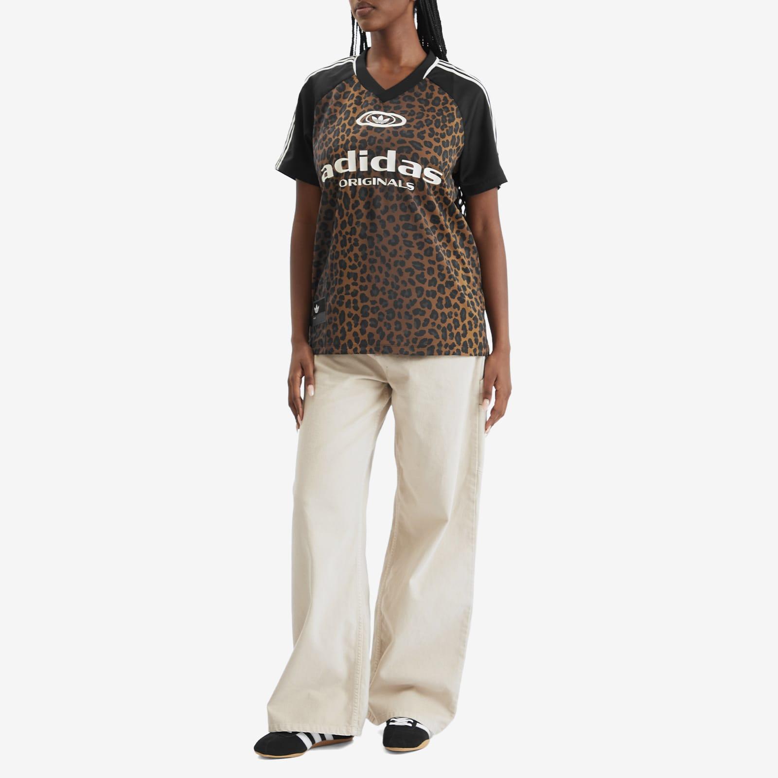 adidas Satin Leopard Print Football Jersey in Black Lyst UK
