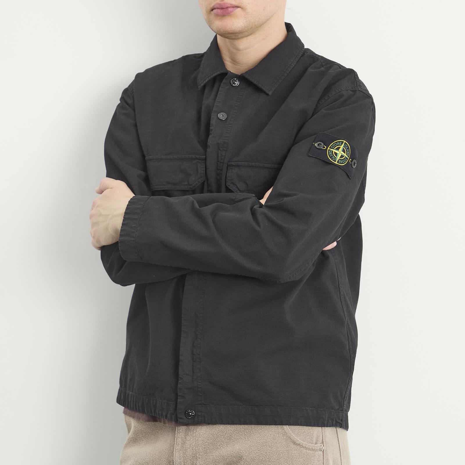Stone Island Ripstop Zip Shirt Jacket in Black for Men | Lyst