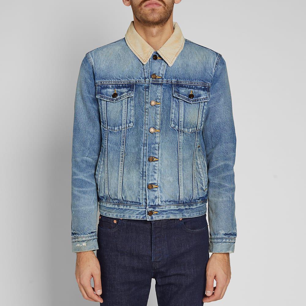 saint laurent corduroy collar denim jacket