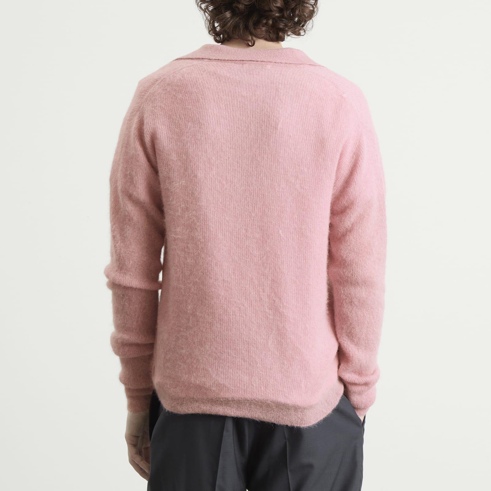 AURALEE Baby Suri Alpaca Sheer Knit Skipper Polo in Pink for Men 