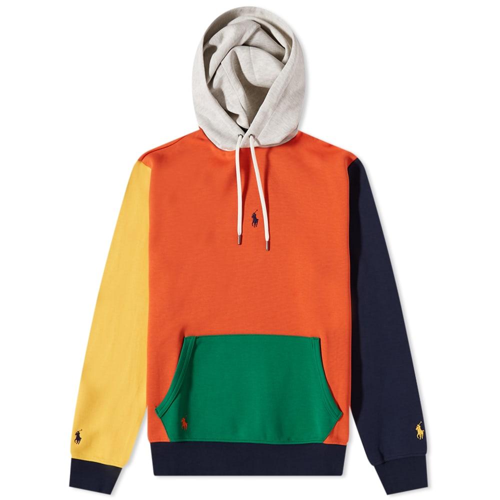 Polo Ralph Lauren Funmix Panel Centre Logo Popover Hoodie in Green