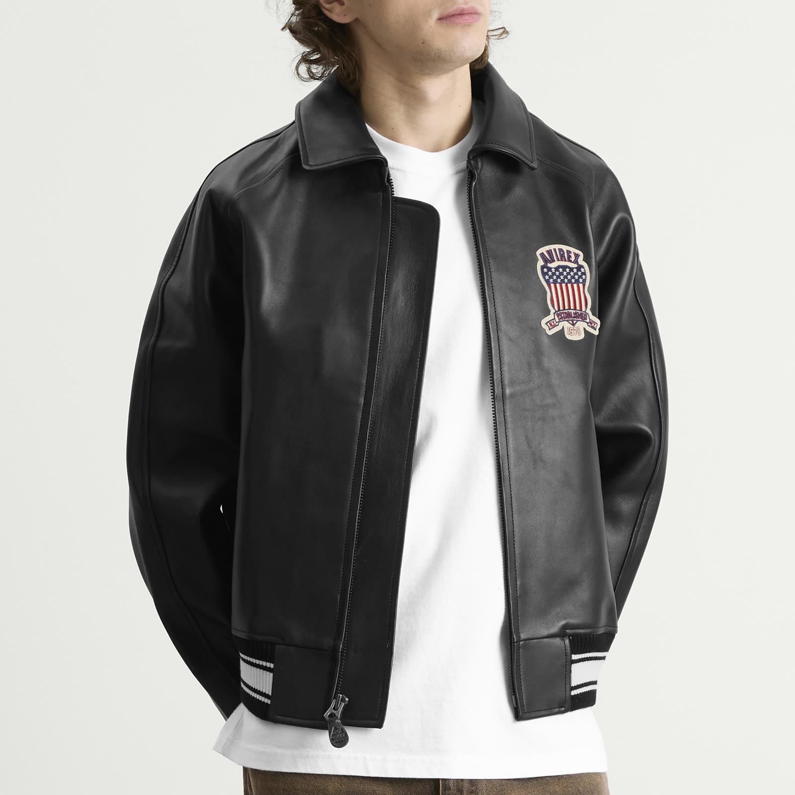 Avirex Icon Leather Jacket in Black for Men | Lyst UK