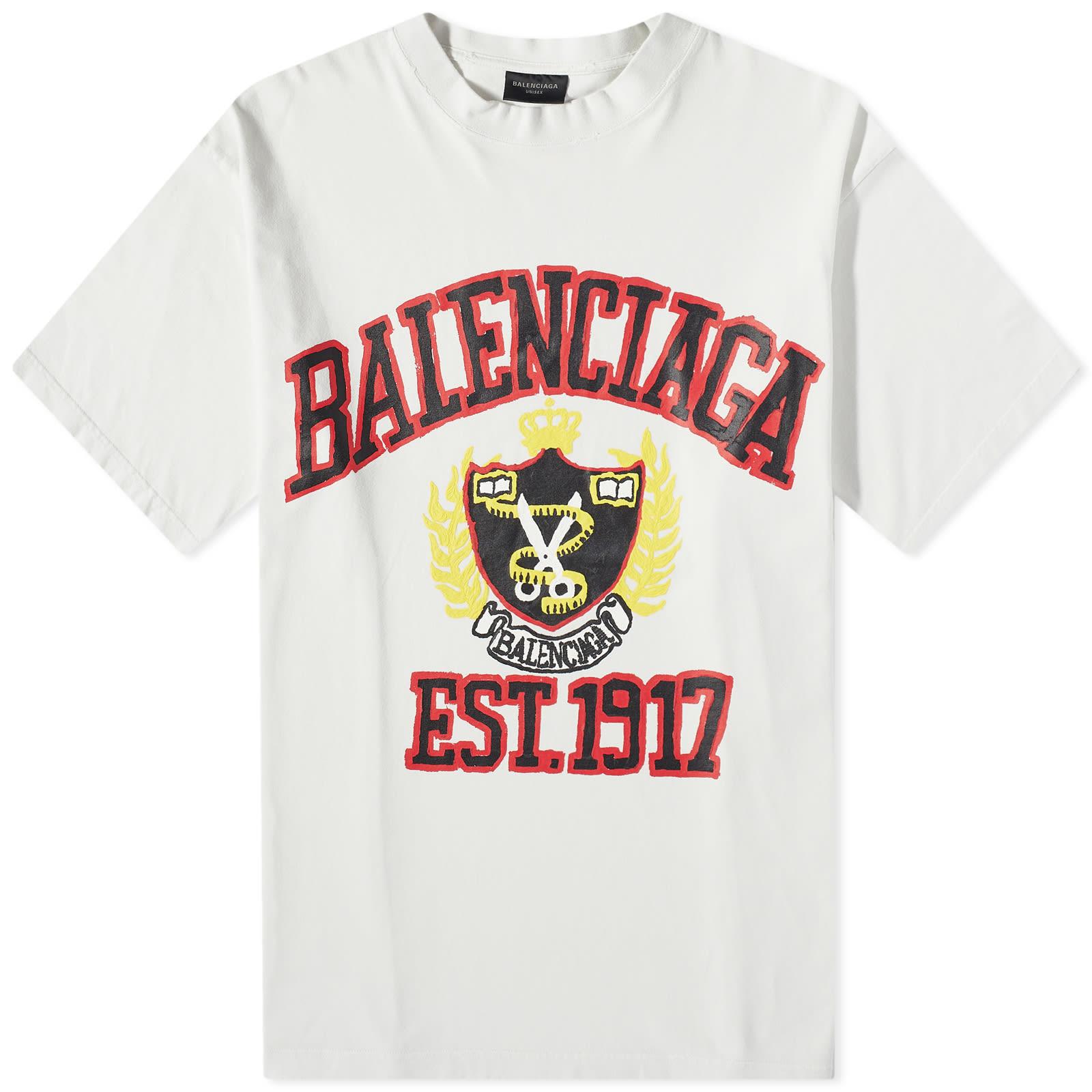 Balenciaga College T-shirt in White for Men | Lyst