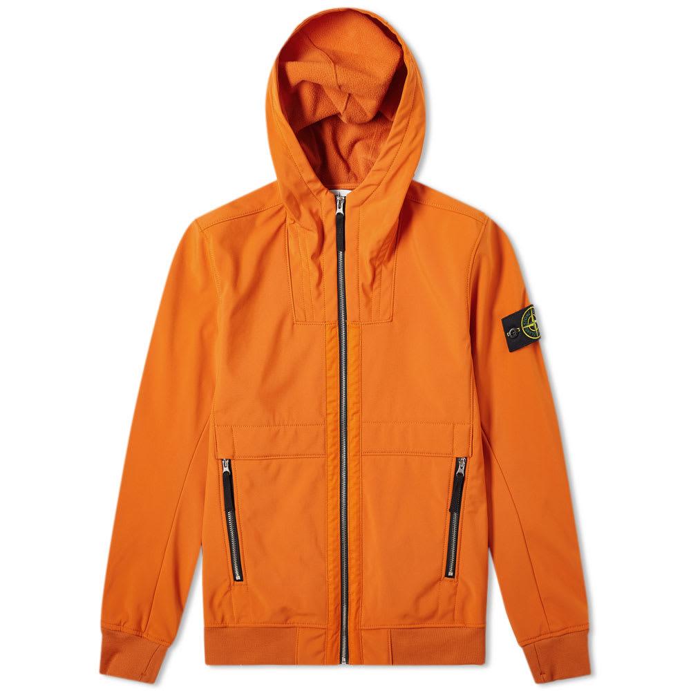 Stone Island Fleece Soft Shellr Hooded Jacket in Orange for Men Lyst