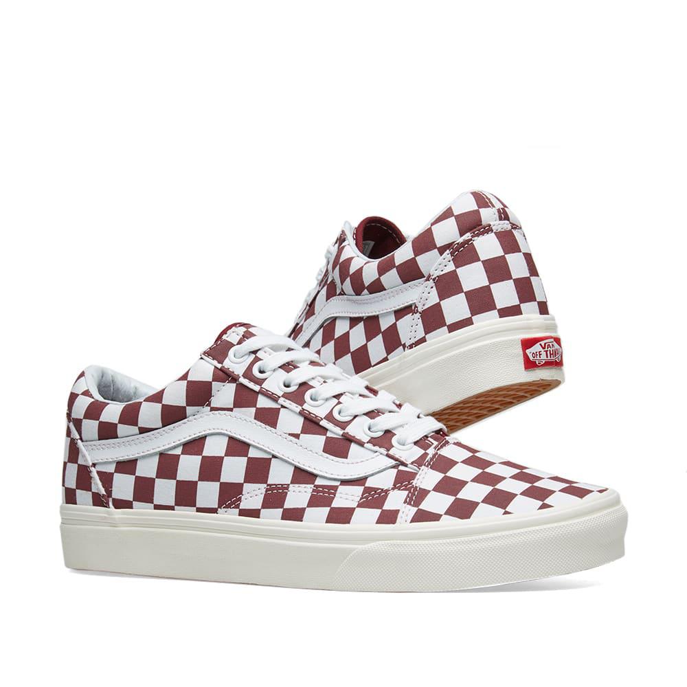 vans old skool checkerboard burgundy