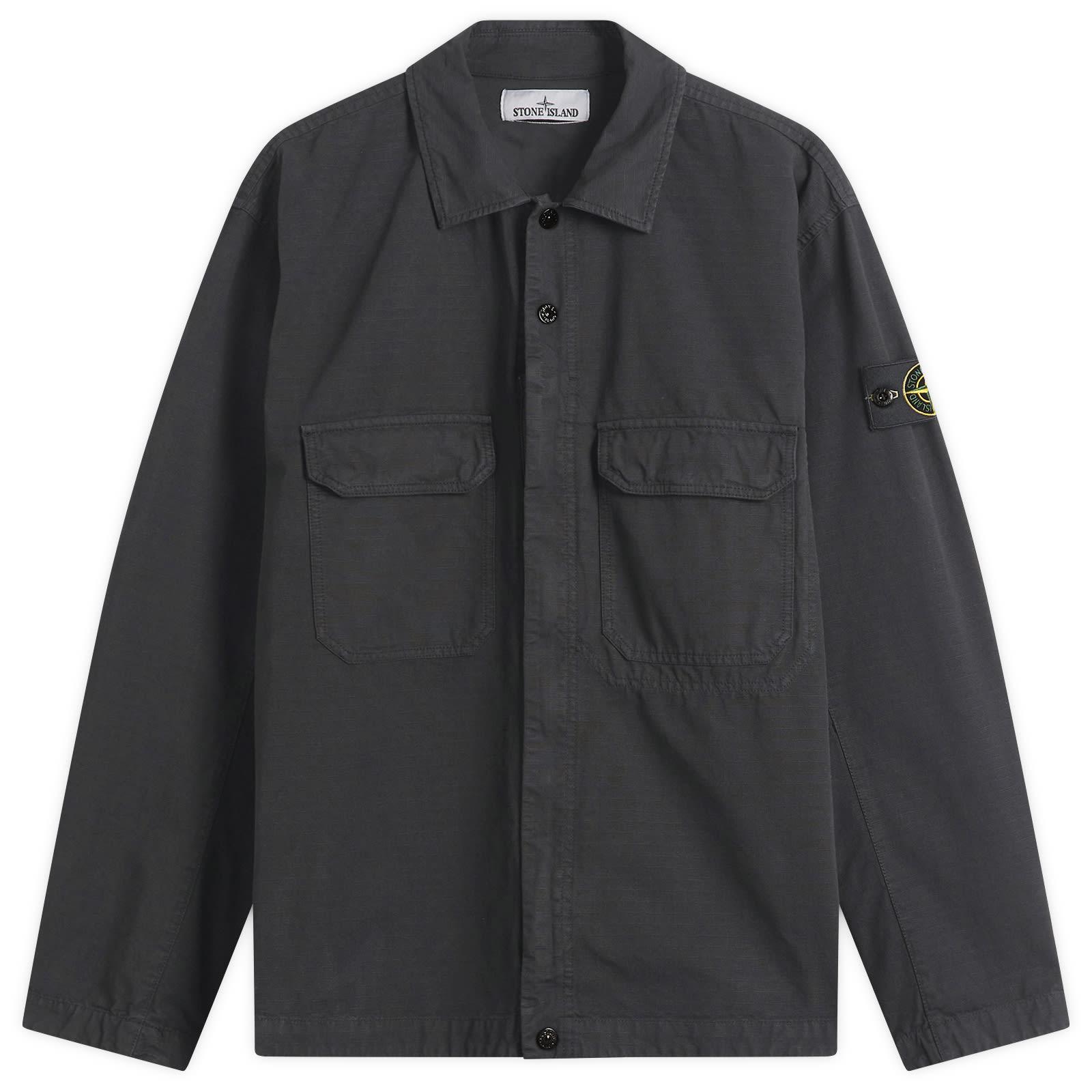 Stone Island Ripstop Zip Shirt Jacket in Black for Men | Lyst