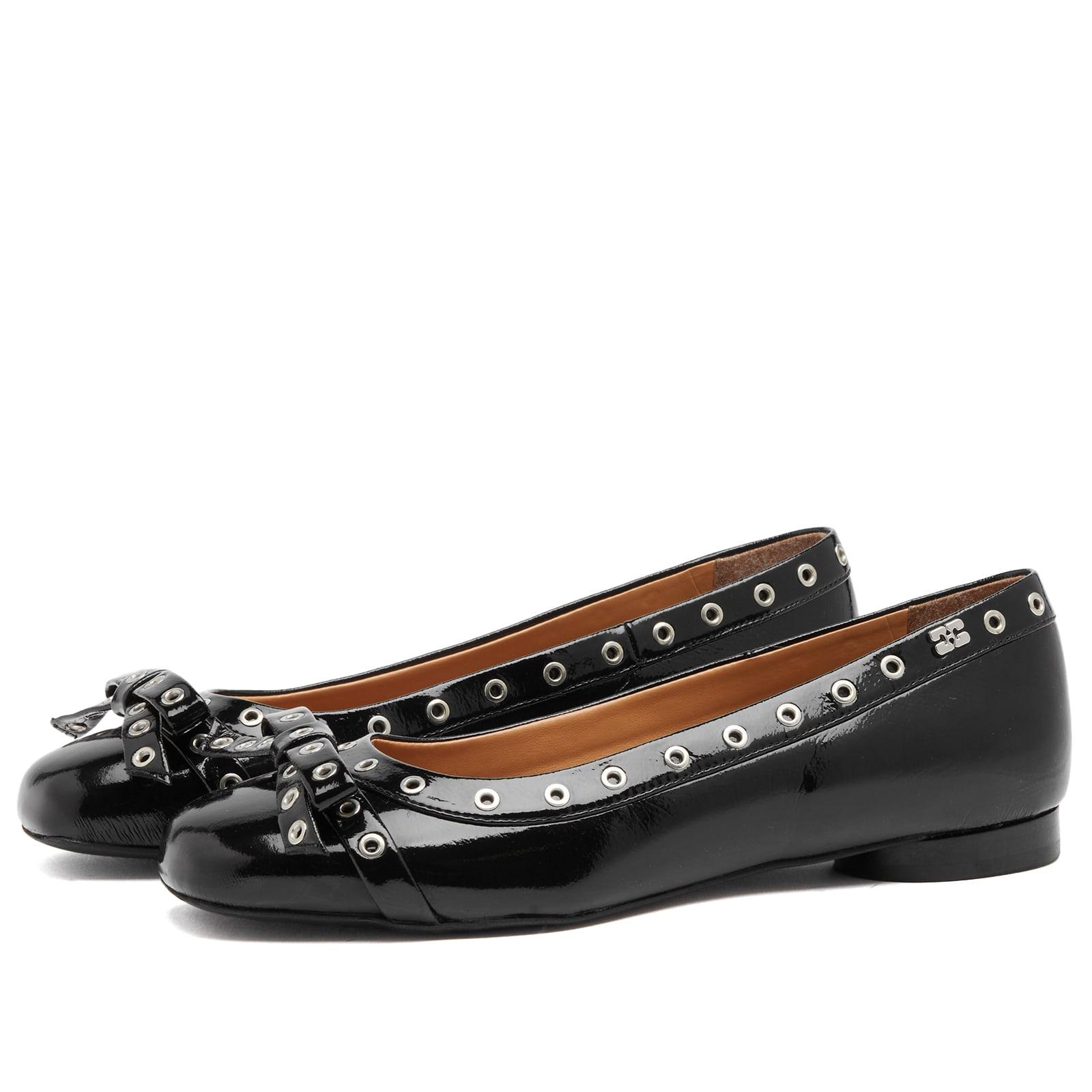靴 Eyelets Bow Ballerina Naplack GANNI Ganni Eyelets Bow Ballerina Naplack in Black | REVOLVE