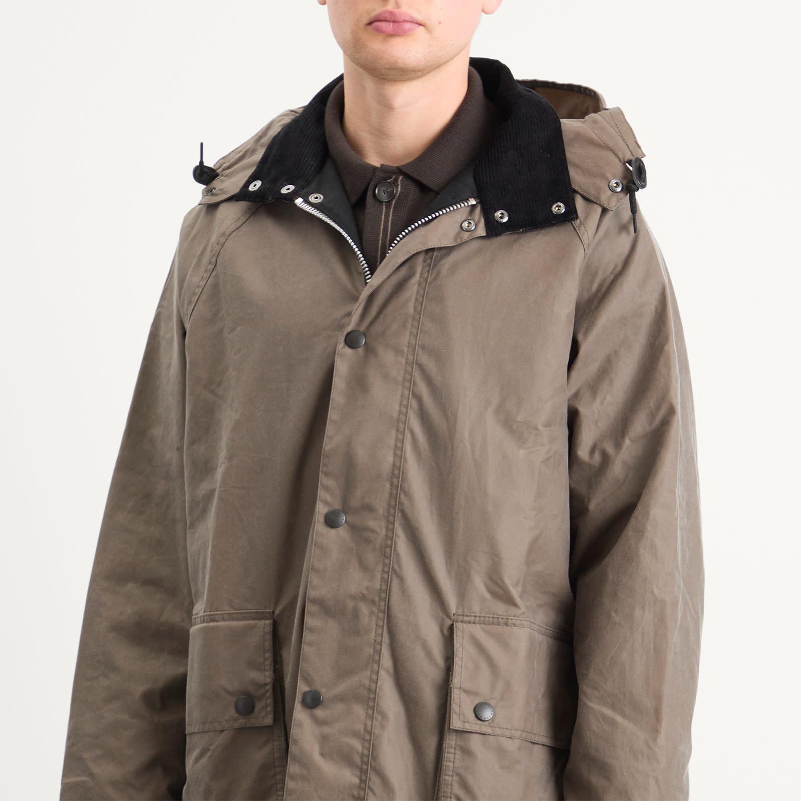 Barbour X Margaret Howell Stand Collar Wax Parka Jacket in Brown