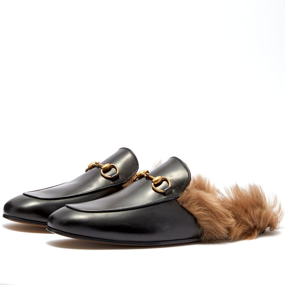 Gucci Princetown Fur Lined Mule in Brown for Men | Lyst