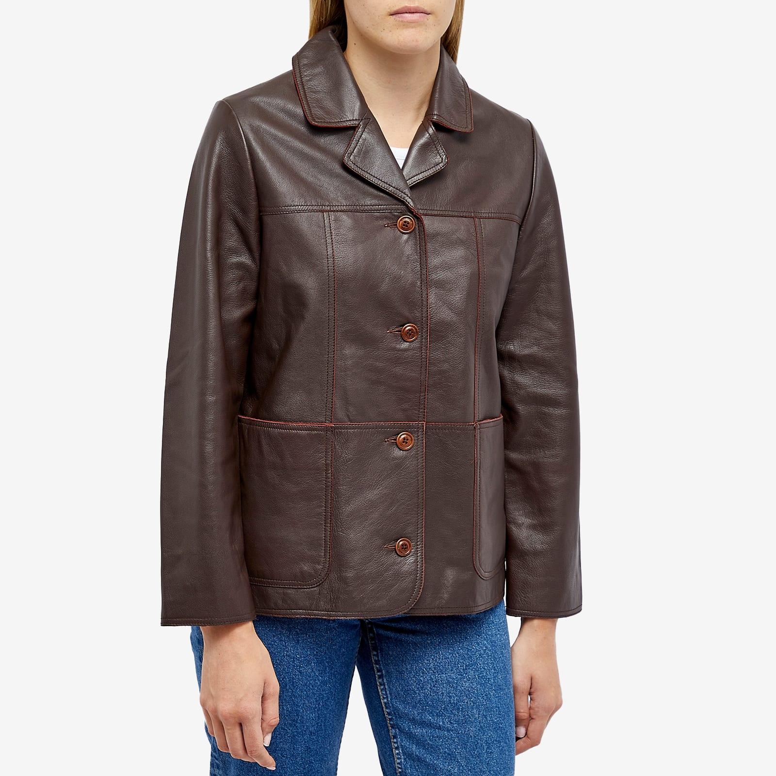 Saga leather blazer dark brown Clearance