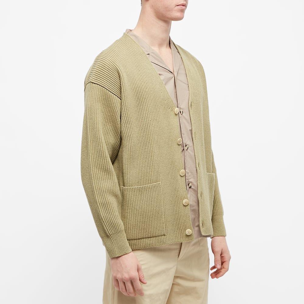 AURALEE Men's Green Rib Knit Cardigan