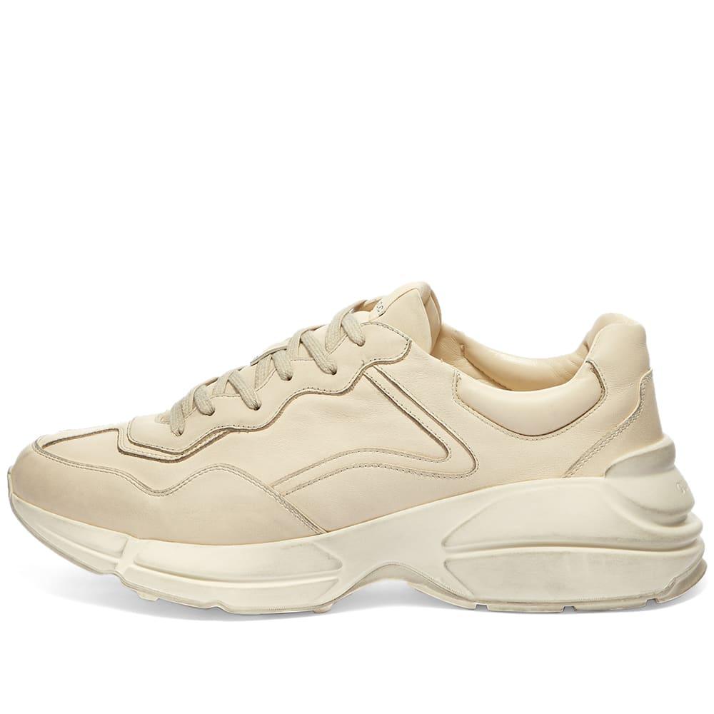 gucci rhyton distressed leather sneakers