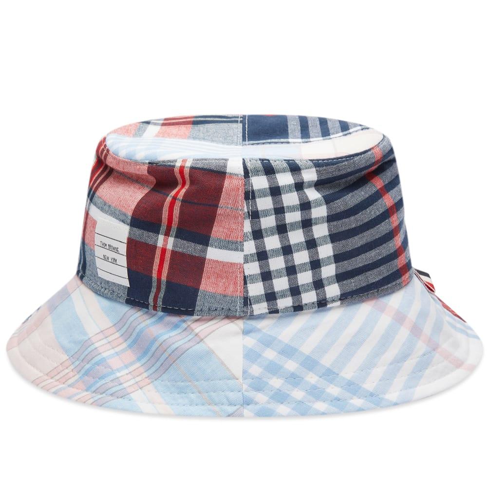 Thom Browne Madras Mix Bucket Hat in Blue for Men | Lyst