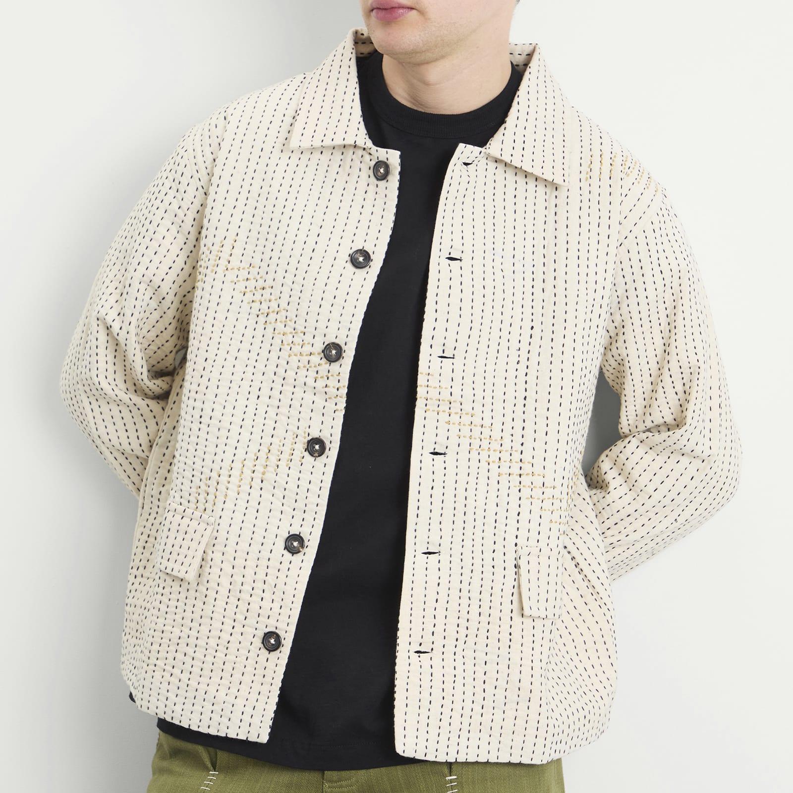 Kartik Research Hand Embroidered Kantha Jacket in Natural for Men
