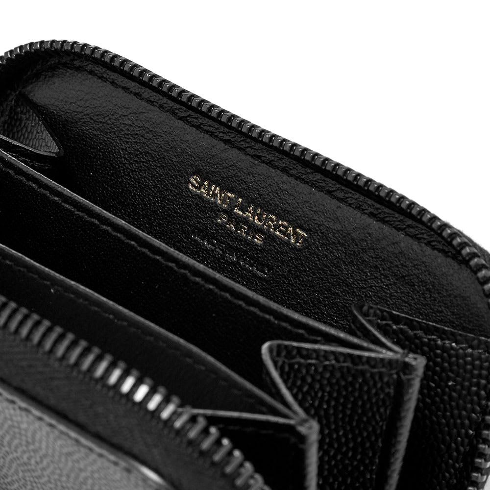 Saint Laurent Leather Ysl Metal Logo Zip Coin Wallet in Black for Men