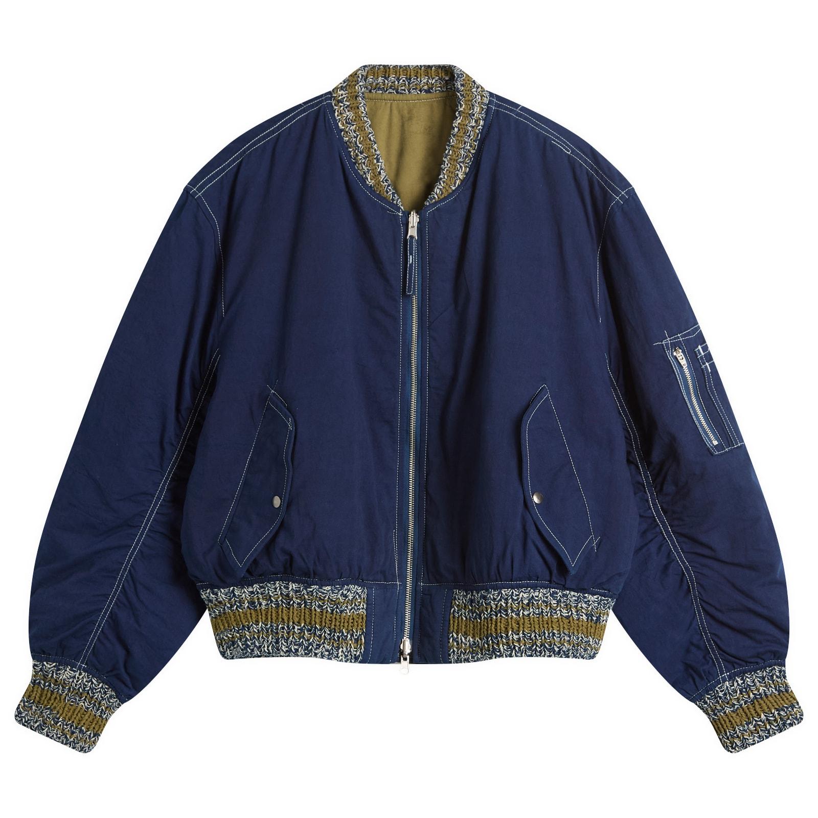 STORY mfg. Story Mfg Seed Printed Wonky-Wear Bomber in Blue for