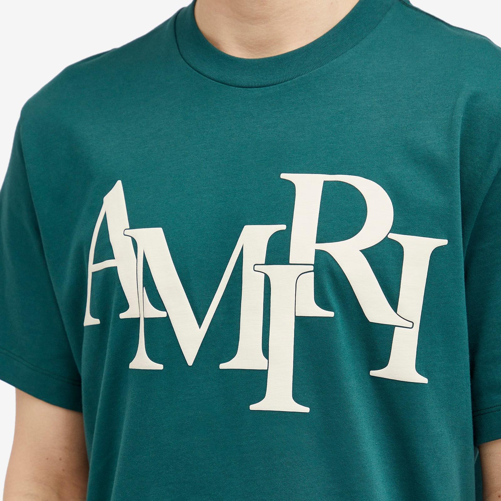 Amiri Staggered Logo T-Shirt in Green for Men | Lyst